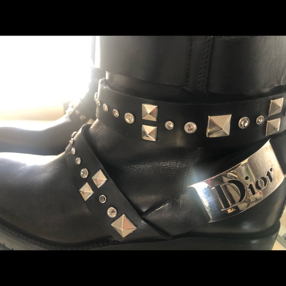 Dior black leather studded logo strap biker b - Picture 3 of 13